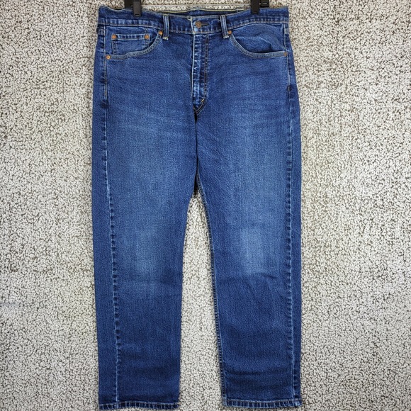 Levis 505 Mens Blue Jeans Regular Fit Straight Leg Denim Pants Size 36x30‎ - Picture 1 of 10